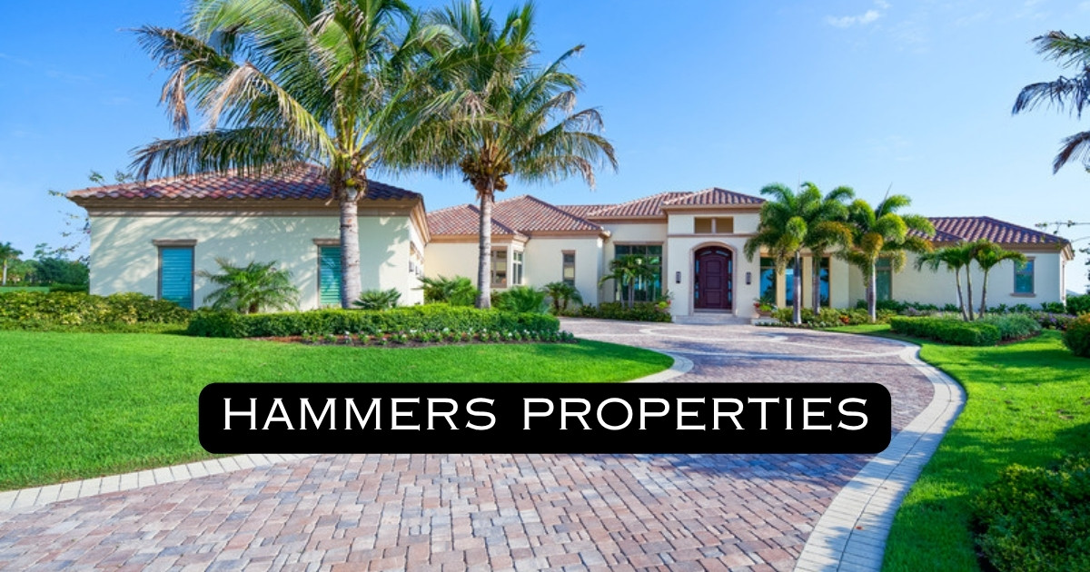 South Florida home with palm trees and Hammers Properties logo